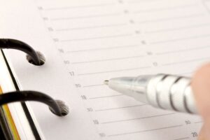 calendar with pen